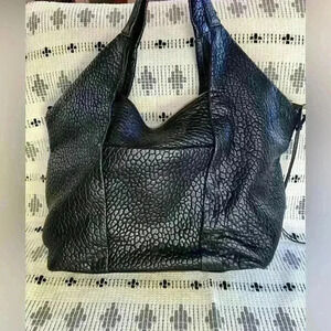 Vince Camuto Lamb Leather Pleated Tote, Black
